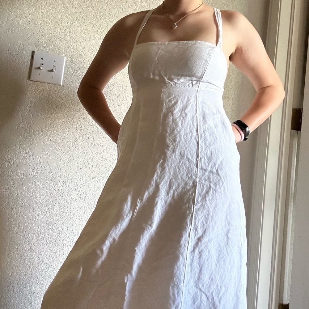 Madewell Cream Linen Halter Maxi Dress